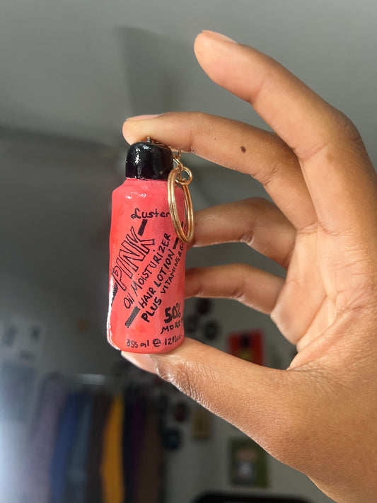 (PRE-ORDER) Vintage Pink Oil Bottle Keychain
